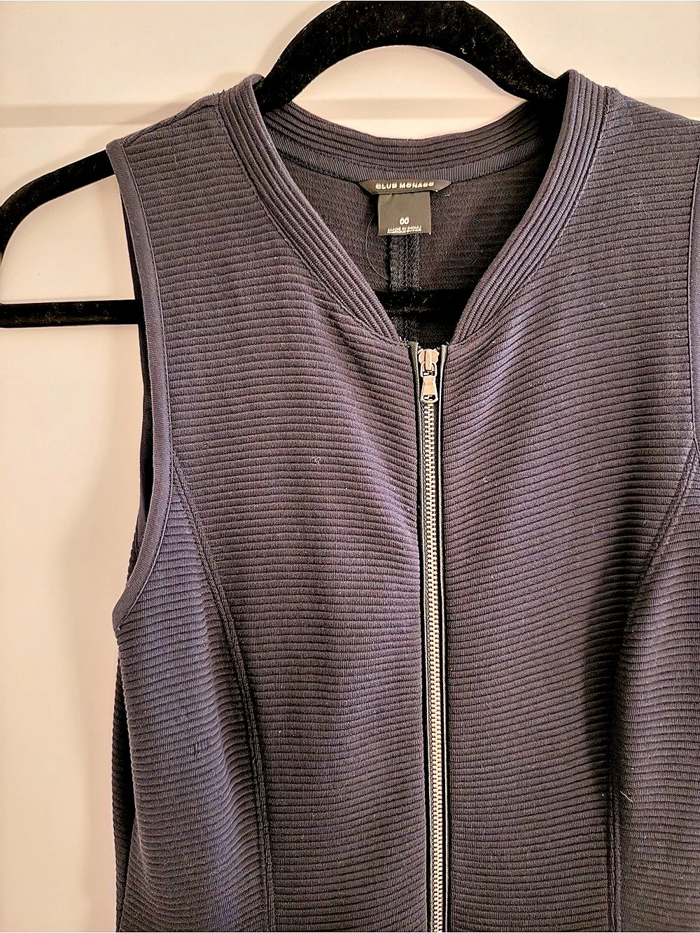 Club Monaco Ribbed Zip-Front Mini Dress